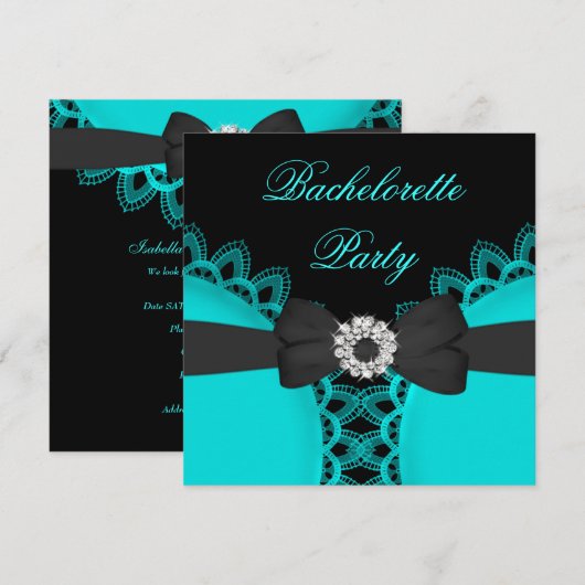 Bachelorette Party Blauwgroen blauw zwart logo Kaart (Voorkant / Achterkant)