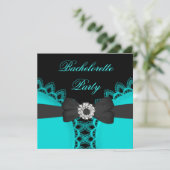 Bachelorette Party Blauwgroen blauw zwart logo Kaart (Staand voorkant)