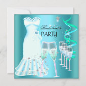 Bachelorette Party Blauwgroen Blauwe Dress Champag Kaart (Voorkant)