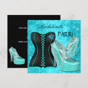 Bachelorette Party Blauwgroen Blauwe hiel schoenen Kaart