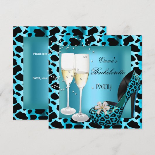 Bachelorette Party Blauwgroen blauwe luipaard zwar Kaart (Voorkant / Achterkant)