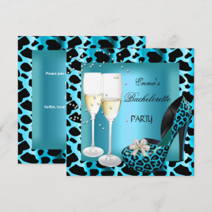 Bachelorette Party Blauwgroen blauwe luipaard zwar Kaart