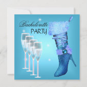 Bachelorette Party Blauwgroen Blue Boot Champagne Kaart (Voorkant)