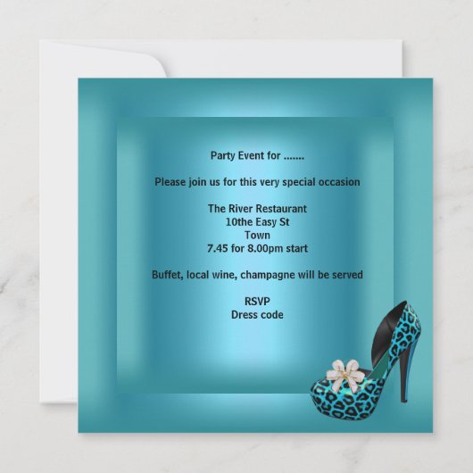 Bachelorette Party Blauwgroen Blue Leopard Shoes G Kaart (Achterkant)