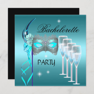 Bachelorette Party Blauwgroen Blue Mask Champagne Kaart