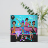 Bachelorette Party Blauwgroen roze vun Girls Cockt Kaart (Staand voorkant)