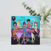 Bachelorette Party Blauwgroen roze vun Girls Cockt Kaart (Staand voorkant)