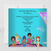 Bachelorette Party Blauwgroen roze vun Girls Cockt Kaart (Achterkant)