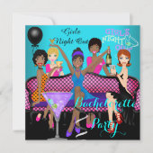 Bachelorette Party Blauwgroen roze vun Girls Cockt Kaart (Voorkant)