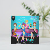 Bachelorette Party Blauwgroen roze vun Girls Cockt Kaart (Staand voorkant)