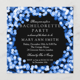 Bachelorette Party Blue Sparkly Lights Kaart