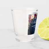 Bachelorette Party Blue Wood Burgundy Floral Shot Glas (Links)
