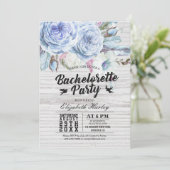 Bachelorette Party Boho Floral Feather Rustic Wood Kaart (Staand voorkant)