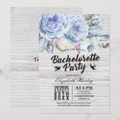 Bachelorette Party Boho Floral Feather Rustic Wood Kaart (Voorkant / Achterkant)