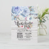 Bachelorette Party Boho Floral Feather Rustic Wood Kaart (Staand voorkant)