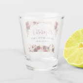 Bachelorette Party Bourgogne Waterverf Bloemen Shot Glas (Achterkant)