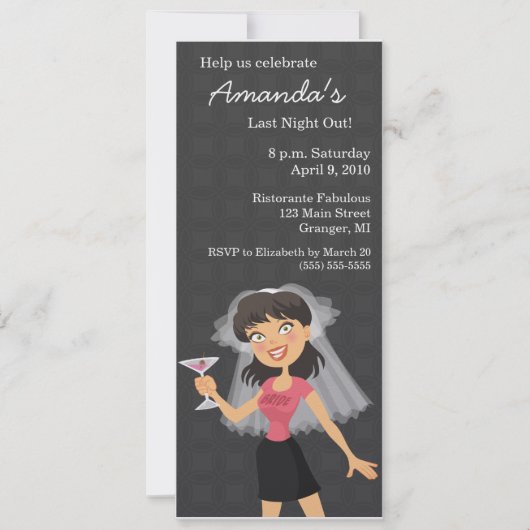 Bachelorette Party Bride Cartoon Uitnodigingen (Voorkant)