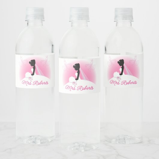 Bachelorette Party Bride Silhouette Vrijgezellenfe Waterfles Etiket (Flessen)