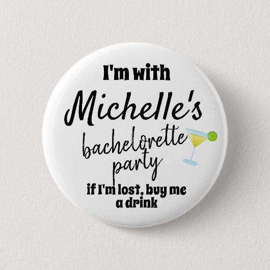 Bachelorette Party Brides Name Margarita Button (Voorkant)