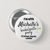 Bachelorette Party Brides Name Margarita Button (Voorkant /achterkant)