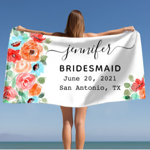 Bachelorette Party Bridesmaid Gift, Custom Strandlaken