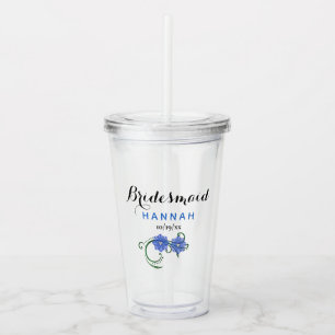 Bachelorette Party Bridesmaid Weddenschap Blue Flo Acryl Drinkbeker