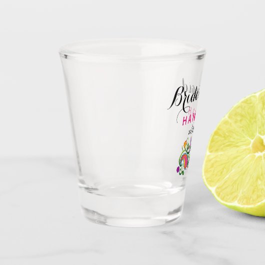 Bachelorette Party Bridesmaid Weddenschap Roze Pai Shot Glas (Links)