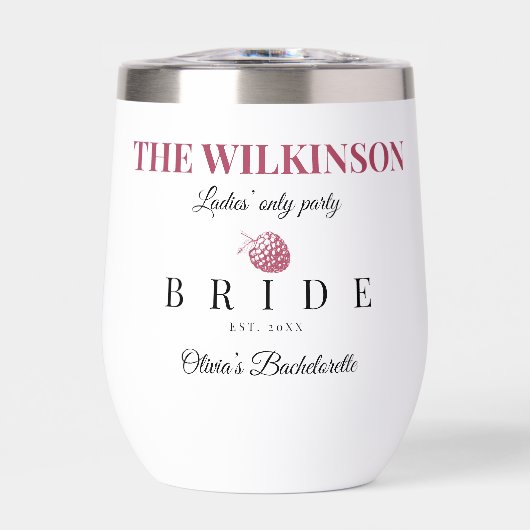 Bachelorette party bruid Achternaam Wijn Tumbler (Voorkant)