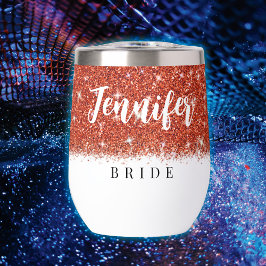 Bachelorette party bruid rode glitter wijn tumbler