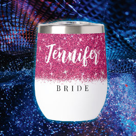 Bachelorette party bruid roze glitter wijn tumbler