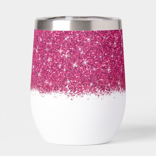 Bachelorette party bruid roze glitter wijn tumbler (Achterkant)