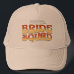 Bachelorette Party Bruid Squad Bruidsmeisje Trucker Pet<br><div class="desc">Maak een plons op uw aankomende vrijgezellenfeest met deze prachtige retro vrijgezellenfeest gepersonaliseerde merchandise. Of je nu een strandtrip, een meisjesvakantie of een beste vriendenvakantie aan het vieren bent, deze op maat gemaakte groovy vrijgezellenfeestartikelen zijn de perfecte aanvulling op je onvergetelijke vakantie. Voeg een persoonlijke touch toe aan je vrijgezellenfeestsouvenir...</div>