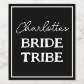 Bachelorette Party Bruid Tribe Zwart-wit Wijn Etiket (Enkel label)