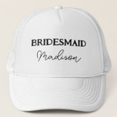 Bachelorette party bruidsmeisje zwart en wit trucker pet (Voorkant)