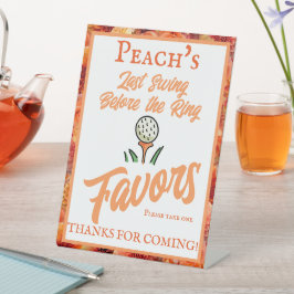 Bachelorette Party Bruiloft Golfing Peach Sinaasap Reclamebord Met Voetstuk