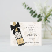 Bachelorette party Bubbly Wijnfles Black Bow Briefkaart (Staand voorkant)