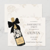 Bachelorette party Bubbly Wijnfles Black Bow Briefkaart (Voorkant / Achterkant)