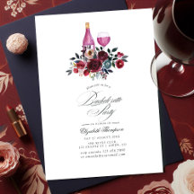 Bachelorette Party Burgundy en Navy Floral Wine