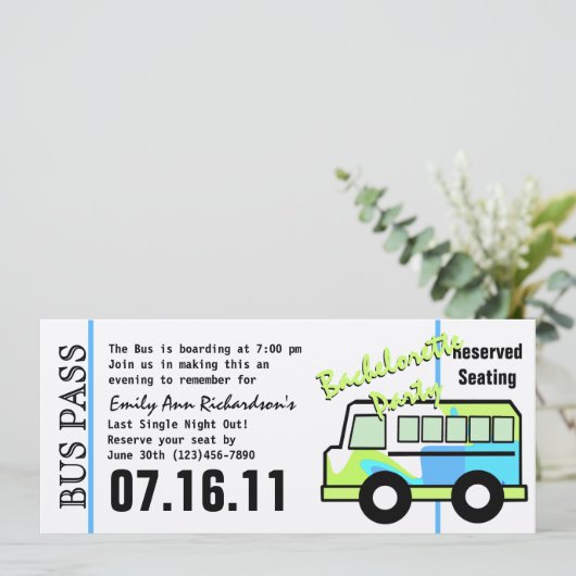 Bachelorette Party Bus Pass Kaart (Staand voorkant)