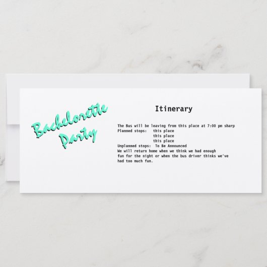 Bachelorette Party Bus Pass Kaart (Achterkant)