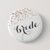 Bachelorette Party Button Bride Roos Gold Confetti (Voorkant)