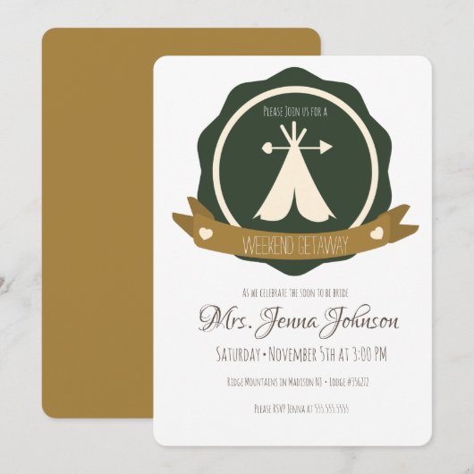 Bachelorette Party Camping Weekend Tent Badge Kaart (Voorkant / Achterkant)