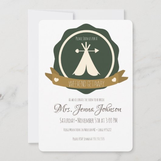 Bachelorette Party Camping Weekend Tent Badge Kaart (Voorkant)