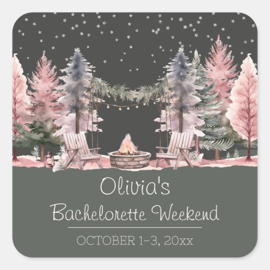Bachelorette Party Camping Weekend Vierkante Sticker (Voorkant)