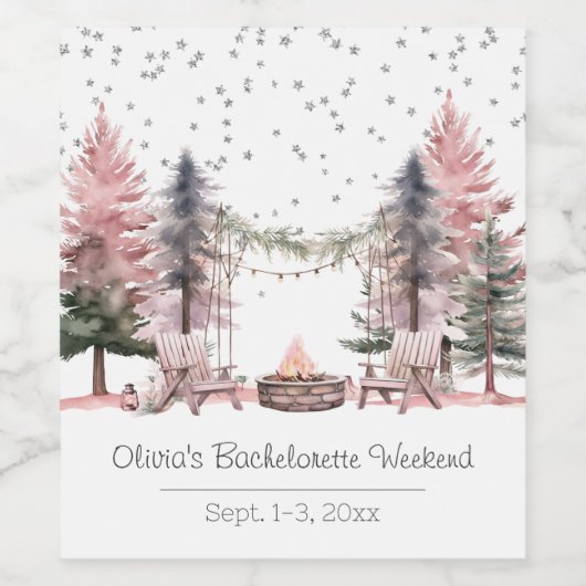 Bachelorette Party Camping Weekend Wijn Etiket (Enkel label)