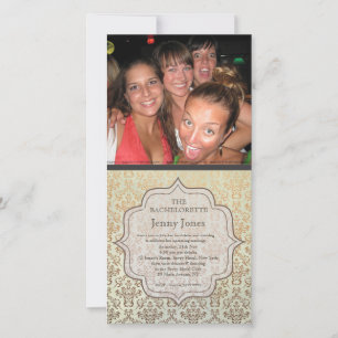 Bachelorette Party Caramel Damask Foto Uitnodigen
