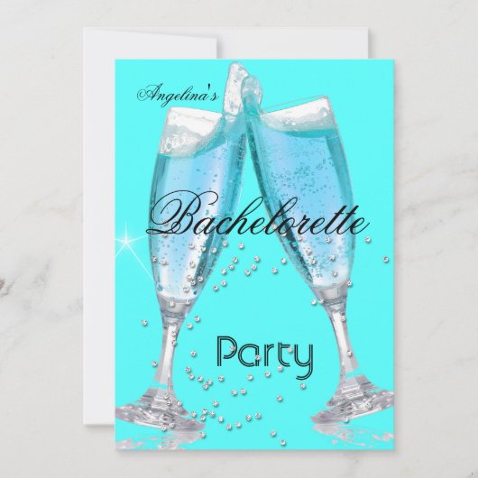 Bachelorette Party Champagne blauwgroen blauw Kaart (Voorkant)