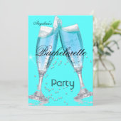 Bachelorette Party Champagne blauwgroen blauw Kaart (Staand voorkant)