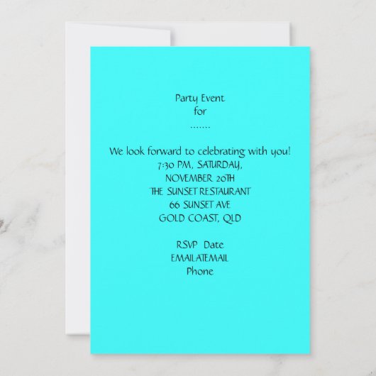 Bachelorette Party Champagne blauwgroen blauw Kaart (Achterkant)