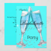 Bachelorette Party Champagne blauwgroen blauw Kaart (Voorkant / Achterkant)
